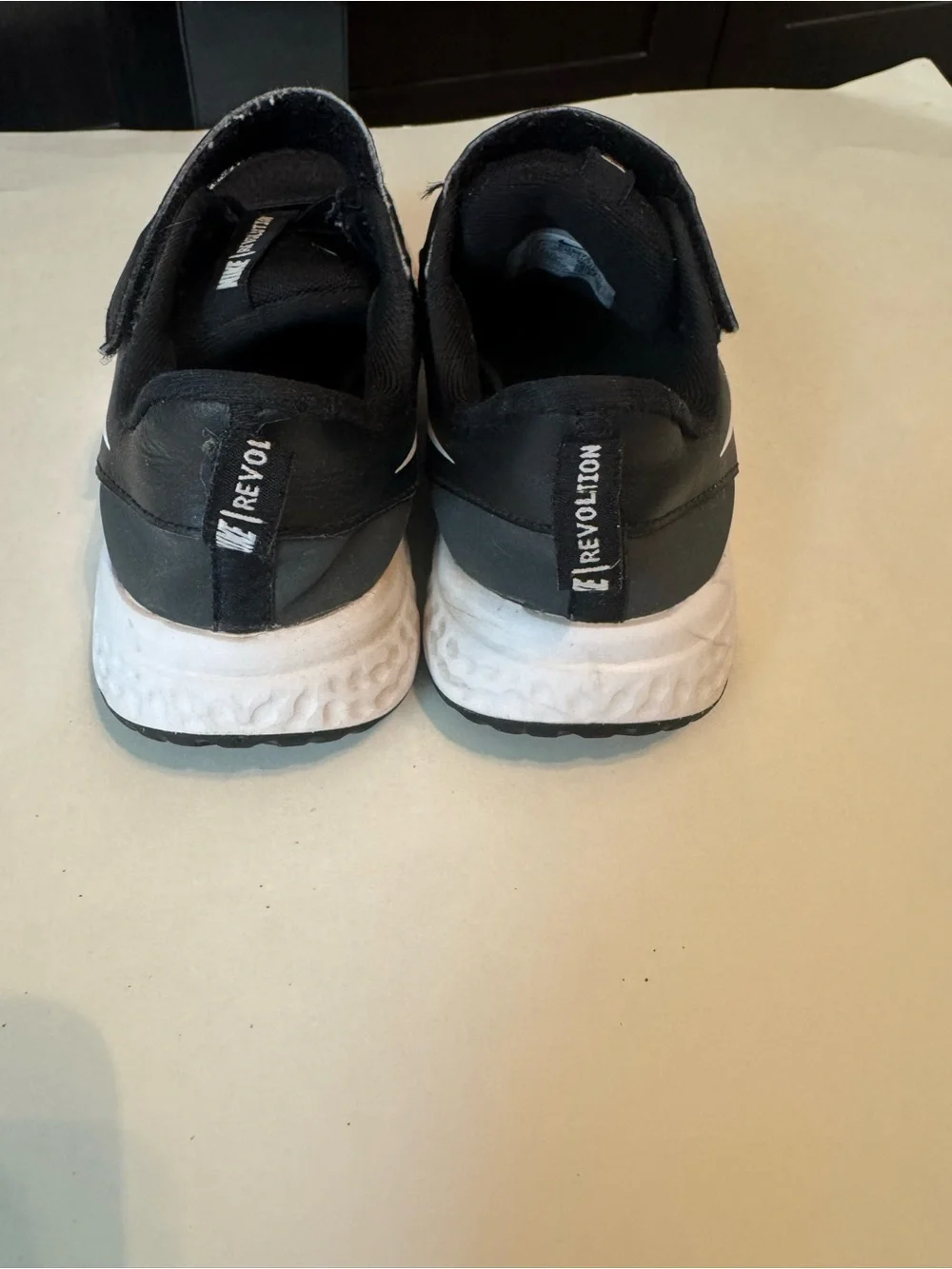 2Y Nike Revolution Black & White Kids running shoes Sneakers Velcro strap
